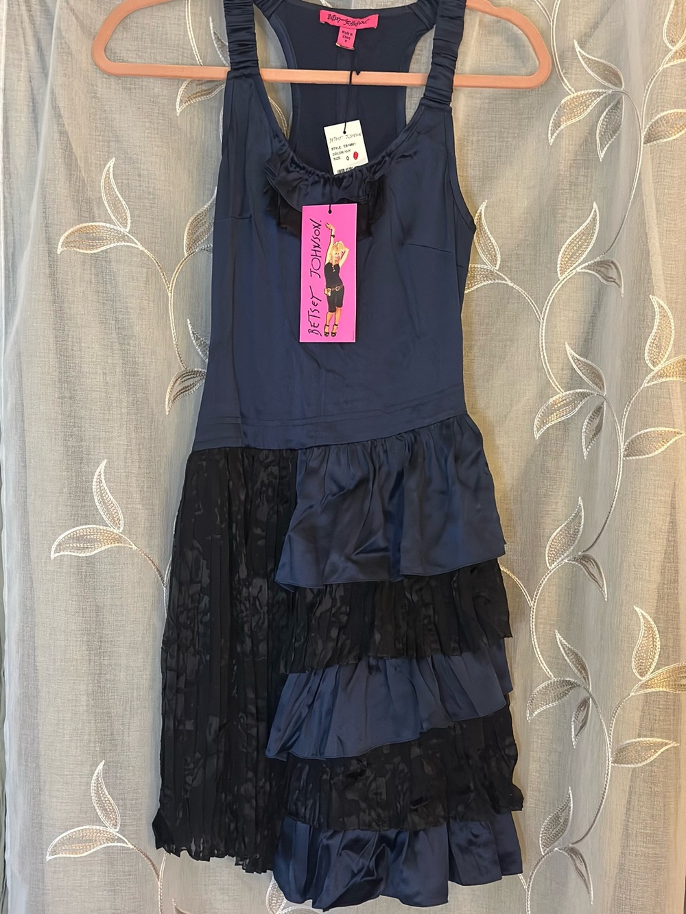 Betsey Johnson Navy and Black Ruffled Tiered Party Dress